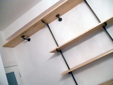 A recent install of maple and pipe shelving at another neighbourhood treasure, Arrogant Pirate in Dragon Alley.