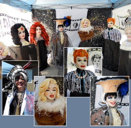 Beautiful felted portrait heads created by Dale Roberts, with the stunning Dame Mailarta (lower left).