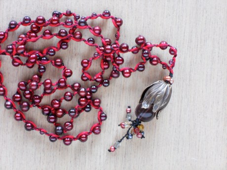 The detail in the flower for this one is small faceted glass beads and tiny mixed-coloured pearls.
