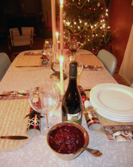 The tree is let and the table set. A warm and cozy setting for our feast.