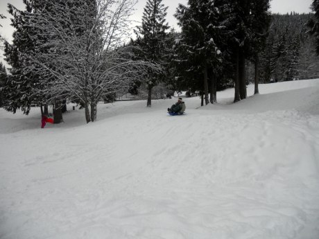 Down the hill comes GJ; seconds later he was mid air!