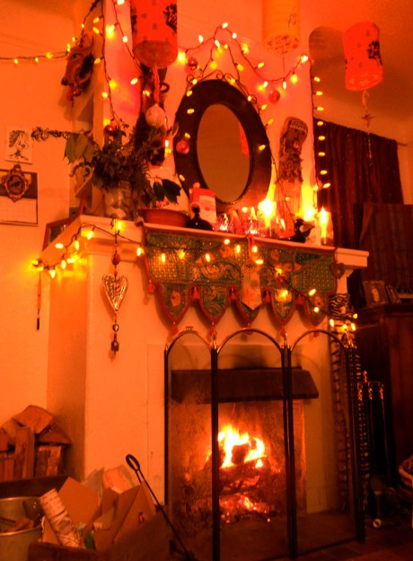 A festive setting and a roaring fire, perfect.