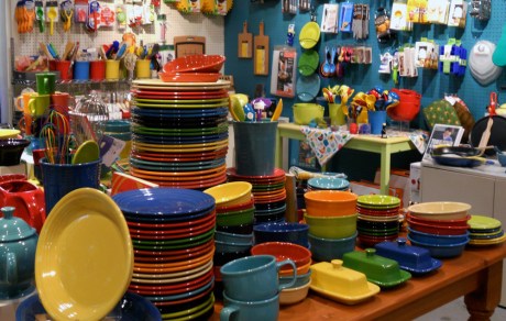 A very nice kitchen shop has just opened. Colourful and abundant Fiestaware is  a prominent offering.