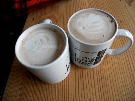 The hot chocolate was tasty and very sweet. There was a hint of spice. The barista said it was chipotle, but I didn't detect any smokiness or heat, just an interesting flavour.