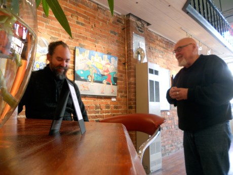 Hanging out at Dales on one of the run's Saturdays; GJ and Michael exchanging puns.