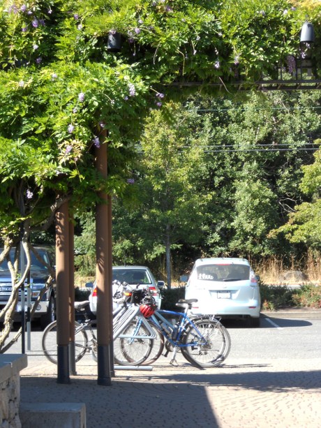 There is a pretty good amount of bicycle parking available. As well as the restaurant, there is a Red Barn Market for purchase of snacks and beverages if you didn't bring enough in your panniers. 