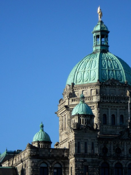 The Parliament Buildings, home to the BC legislative assembly, was designed by Francis Rattenbury in 1893 and built between 1893–1898; Victoria BC Canada.