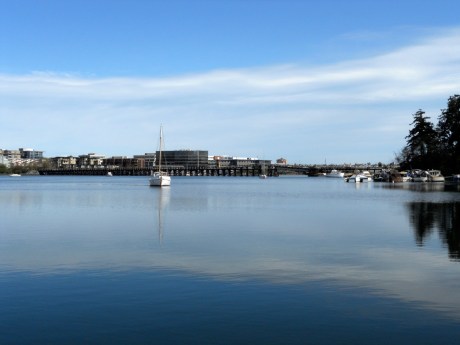 The Gorge Waterway, looking towards the Selkirk Trestle portion of the Galloping Goose Trail, Victoria BC.