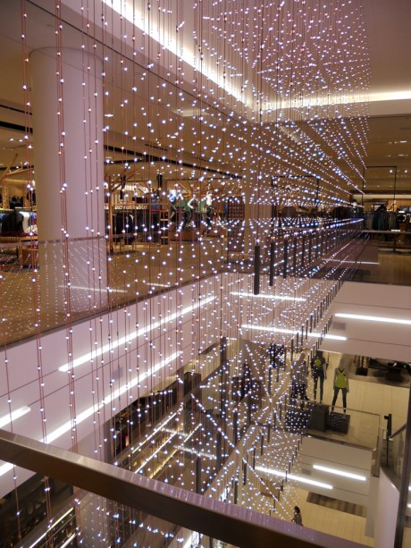 An interesting curtain of lights at Nordstrom.